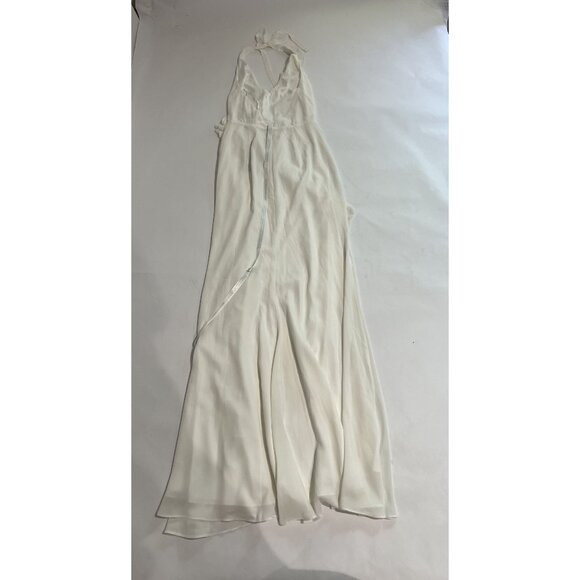 Club L London Morning Glory Halter-Neck Split Maxi Dress in White - Picture 3 of 4